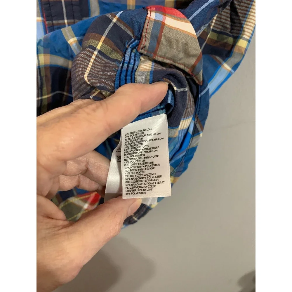 The North Face‎ Mens Plaid Short Sleeve Button Up Shirt Blue Yellow L G